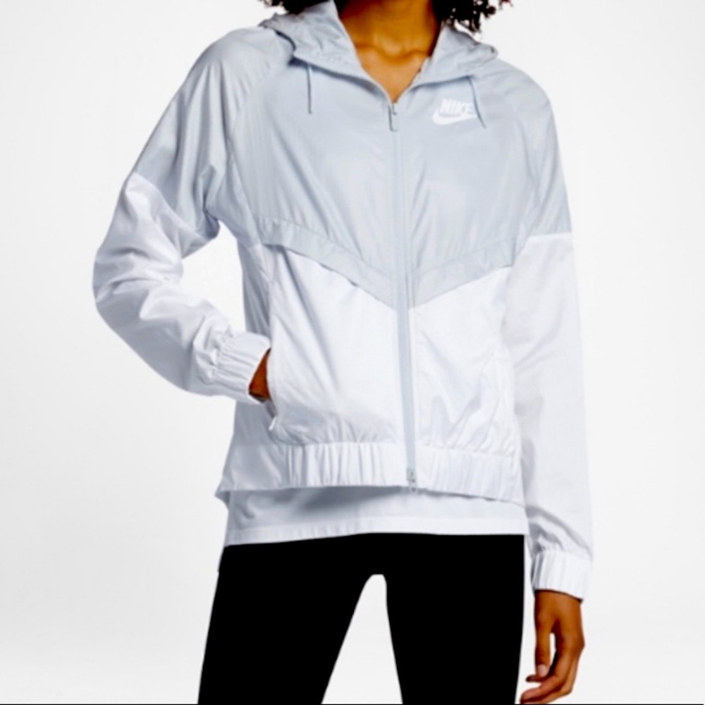 Nike Gray and White Windbreaker Jacket